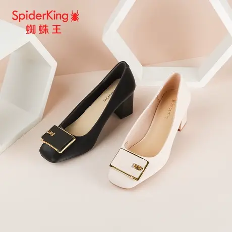 SPIDER KING/蜘蛛王女单鞋真皮2024春商场新款时装高跟鞋通勤粗跟图片