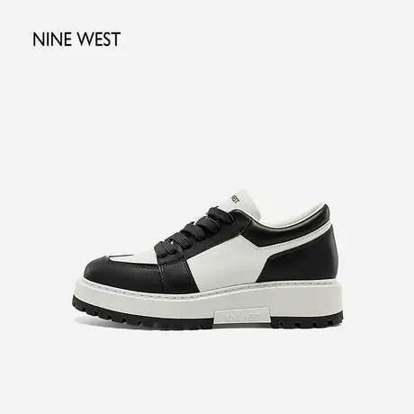 Nine West/玖熙黑白熊猫时尚休闲鞋女春季撞色厚底增高板鞋运动鞋商品大图