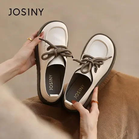 Josiny/卓诗尼女鞋2023秋季新款复古英伦风百搭休闲一脚蹬乐福鞋商品大图