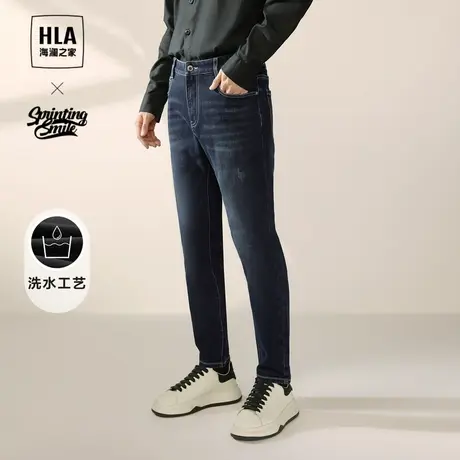 HLA/海澜之家SPRINTING SMILE系列牛仔裤23秋冬款微弹水洗裤子男商品大图