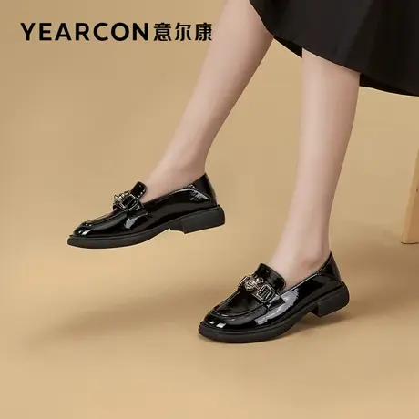 意尔康女鞋日系漆皮百搭学院风英伦单鞋小皮鞋真皮jk制服乐福鞋女商品大图