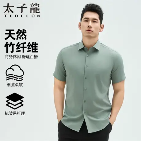 TEDELON/太子龙男士25年新款夏季短袖衬衫天然竹纤维轻商务休闲图片