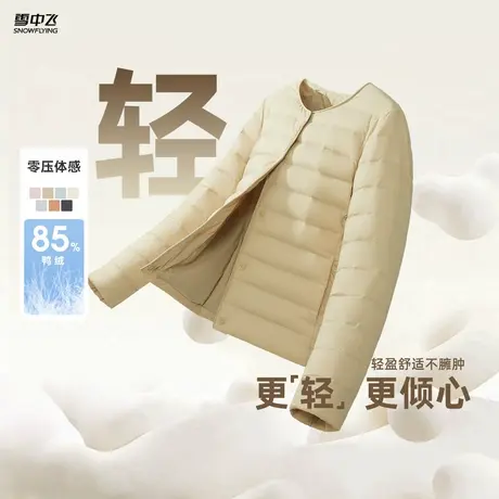 雪中飞2025春秋新款女士圆领短款羽绒内恤轻薄内搭通勤百搭文艺图片