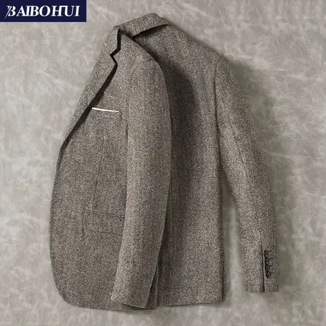秋冬季韩版修身男士休闲西装外套单件英伦复古潮流款小西服男上衣商品大图