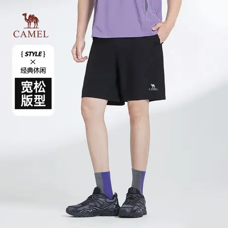骆驼运动速干短裤男女夏季2025新款宽松透气弹力薄款五分运动裤子商品大图