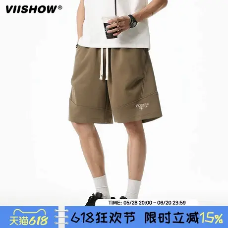 VIISHOW夏季美式复古运动休闲短裤宽松潮牌五分裤刺绣透气裤子男商品大图