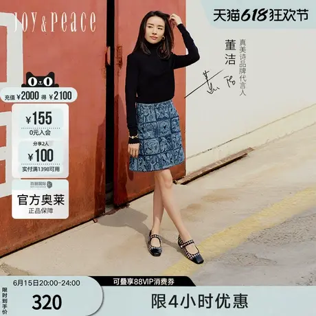 真美诗官方奥莱2024复古小香风粗跟透气网布玛丽珍单鞋女YWQ02AQ4图片