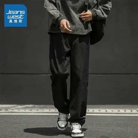 WX真维斯男装潮流牛仔裤 2025春季新品 男款简约直筒水洗牛仔长裤图片