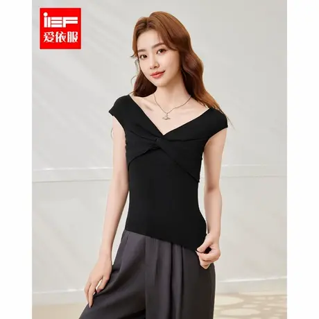 IEF/爱依服上衣2025夏季新款显瘦性感气质流行好看短款毛织上衣商品大图