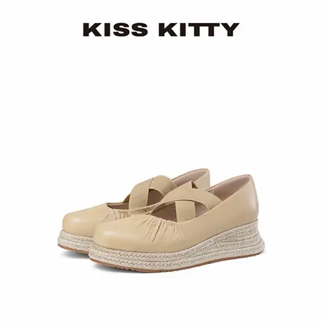 KISSKITTY2025夏季新款增高休闲乐福鞋日常通勤厚底羊皮单鞋女图片