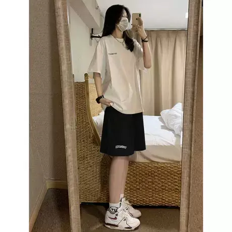 学院运动风短裤女夏天2023新款大码oversize宽松阔腿裤潮ins中裤图片