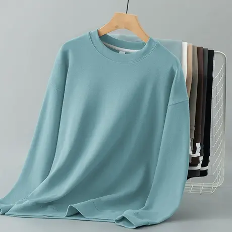 350g重磅圆领卫衣男春秋季潮牌潮流宽松休闲百搭长袖t恤无帽上衣商品大图