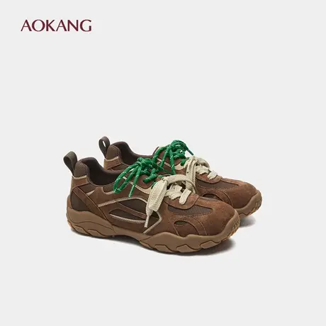 奥康 女鞋2025春秋赛车鞋潮流跳色双鞋带甜酷个性德训鞋休闲鞋图片