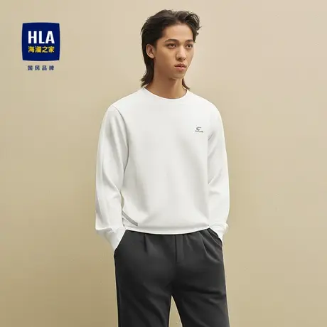 HLA/海澜之家硅标卫衣2025秋季新款圆领舒适弹力时尚套头衫男图片