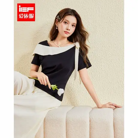 IEF/爱依服2025夏季新款法式温柔小女人气质设计感通勤百搭上衣商品大图