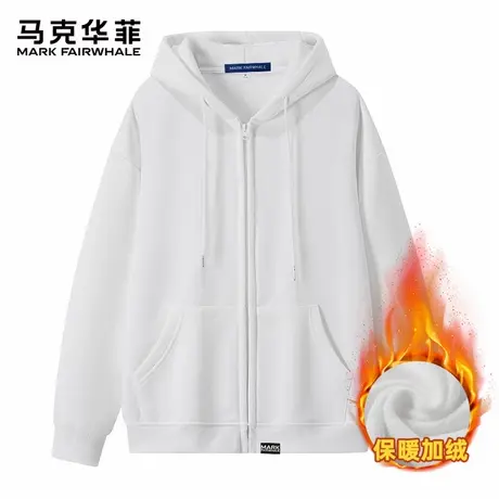 马克华菲男士连帽开衫卫衣秋冬季加绒加厚宽松百搭保暖休闲上衣服商品大图