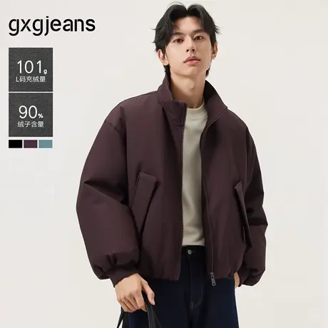 gxg.jeans男装 多色潮流宽松短款立领夹克式羽绒服外套 25冬新品商品大图