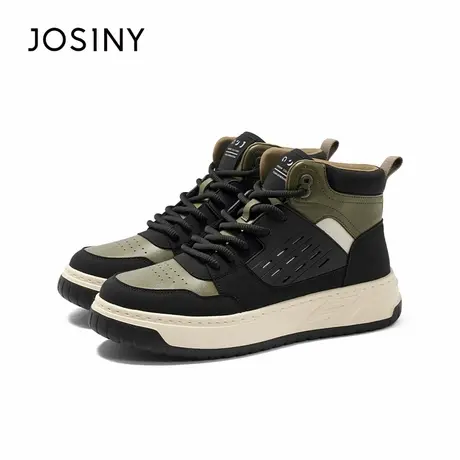 卓诗尼男士休闲板鞋2025新款春秋厚底内增高潮鞋百搭高帮男鞋子商品大图