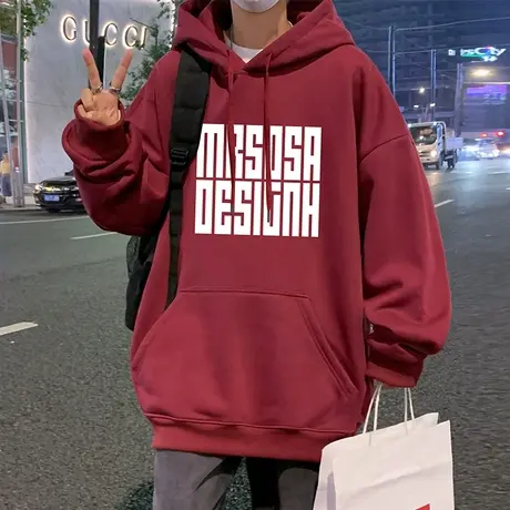 国潮纯棉连帽卫衣男秋冬季新款宽松帽衫复古潮流情侣外套发泡印花商品大图