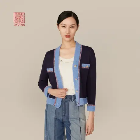 [小香风]EP雅莹高端系列 撞色奶奶衫针织短外套 春装新款9102A图片