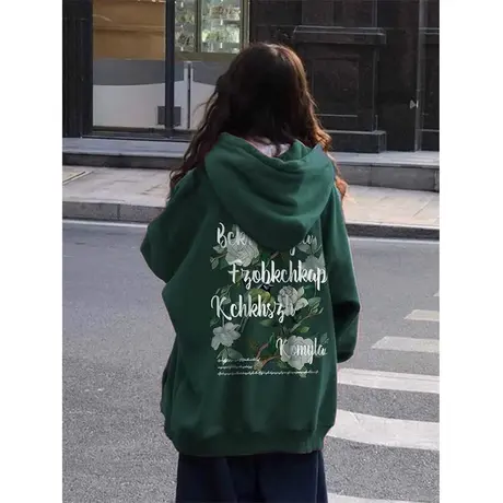 oversize卫衣女秋冬季小个子宽松韩系慵懒风连帽大码加绒加厚外套商品大图