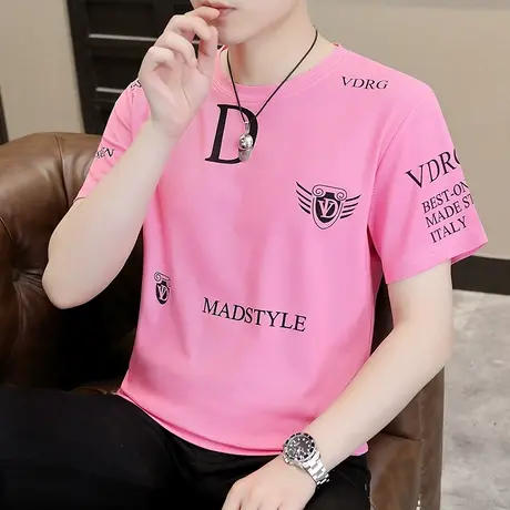 夏季男士polo衫潮流立领短袖t恤印花青年休闲半袖打底衫上衣男装图片