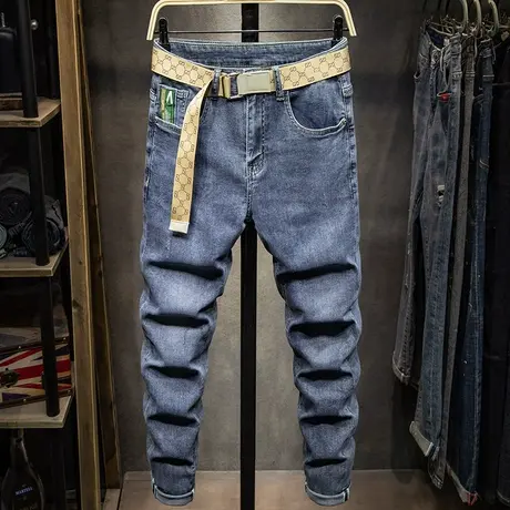 夏季薄款潮牌弹力牛仔裤男修身小脚男士休闲长裤子男韩版潮流百搭商品大图