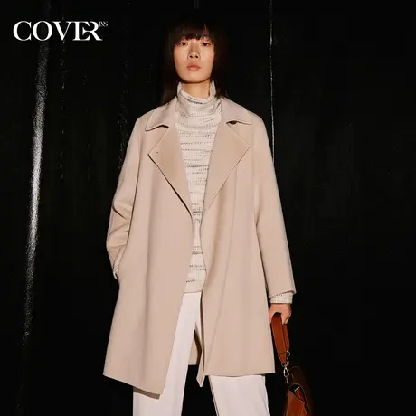 COVER冬季西装领羊绒大衣美拉德外套商品大图