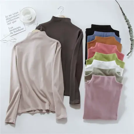 打底衫半高领长袖T恤2023年春秋冬修身内搭小衫秋衣洋气女装上衣图片