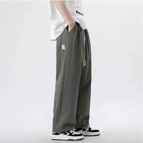 美式高街阔腿工装裤子男春夏季新款复古休闲长裤潮牌宽松直筒裤男图片