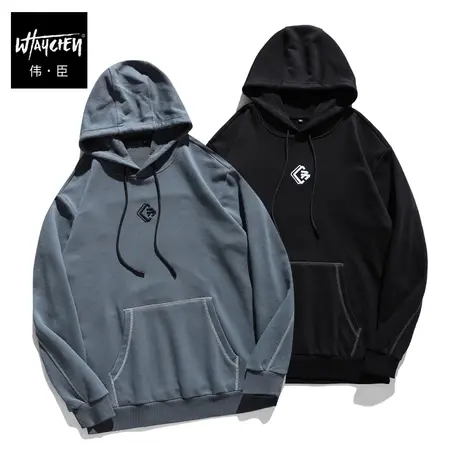 伟臣潮牌大码男装连帽卫衣男胖子加肥加大宽松辑明线青年男士商品大图