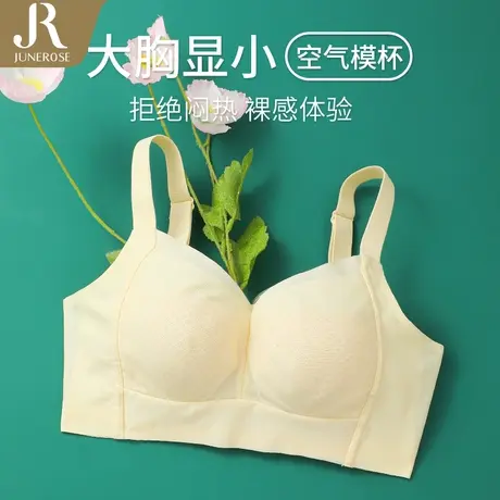 六月玫瑰内衣女夏天薄款大胸显小文胸无钢圈聚拢收副乳调整型胸罩商品大图