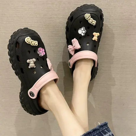 洞洞鞋女款夏季外穿2024新款包头厚底增高防滑沙滩凉鞋踩屎感拖鞋商品大图