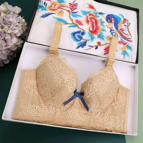 无钢圈无海绵显胸小内衣大码文胸薄款胖mm调整型聚拢收副乳薄模杯图片