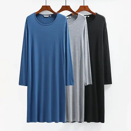 男式莫代尔连衣裙男生穿的裙子长款长袖宽松睡裙男连体长睡衣大码商品大图