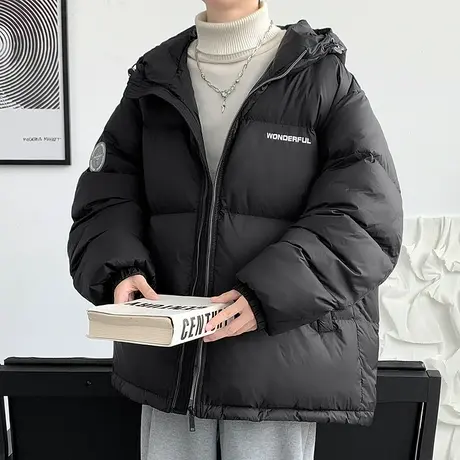 青少年冬季新款连帽羽绒服加厚潮牌学生85灰鸭绒棉衣外套男孩棉服图片