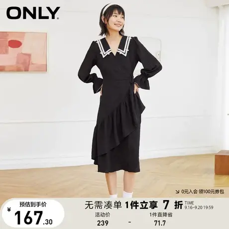 ONLY奥莱夏季中长款荷叶边甜美喇叭袖连衣裙女图片