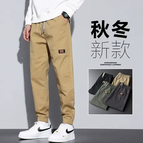 冬季加厚日系工装休闲长裤男士束脚宽松2023新款束腿男裤子秋冬款图片