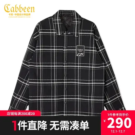 卡宾男装潮流格纹棉外套秋冬新款宽松棉衣时尚情侣装简约W图片