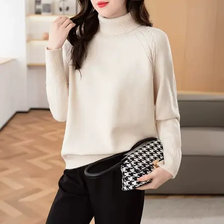 纯色高领毛衣女2023秋冬新款针织衫女百搭套头长袖毛衣打底衫上衣商品大图