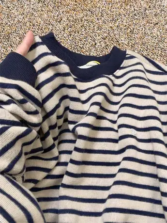 2024早春新款高级感超好看条纹卫衣女装洋气减龄遮肉加绒显瘦上衣商品大图