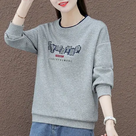 圆领卫衣女春秋2023年新款时尚精致设计感休闲运动上衣棉质薄外套图片