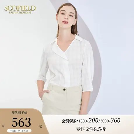 Scofield女装夏季新品简约通勤气质时尚五分袖薄纱衬衫设计感上衣商品大图