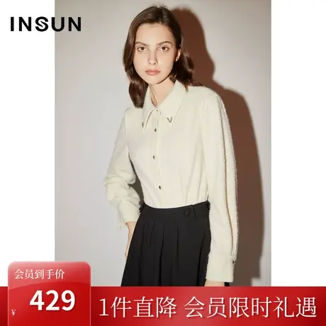 恩裳COVER冬季2022个性花纱编制风格棋盘格肌理感轻商务衬衫商品大图