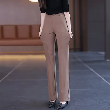 休闲针织喇叭裤女秋季高腰收腹垂感马蹄裤2023年轻熟风气质西装裤图片