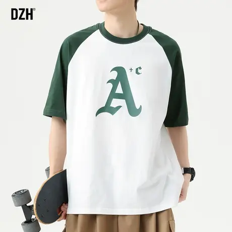 男士字母t恤短袖美式高街半袖男夏季纯棉重磅宽松上衣情侣装体恤商品大图