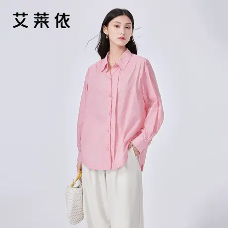 艾莱依防晒短款衬衫2024新款女春夏通勤百搭上衣截短式小衫UPF40+商品大图