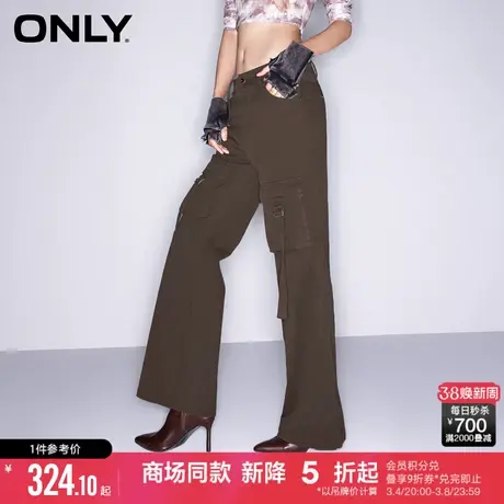 ONLY2024春季新款简约休闲百搭工装口袋直筒休闲裤女|124114010商品大图