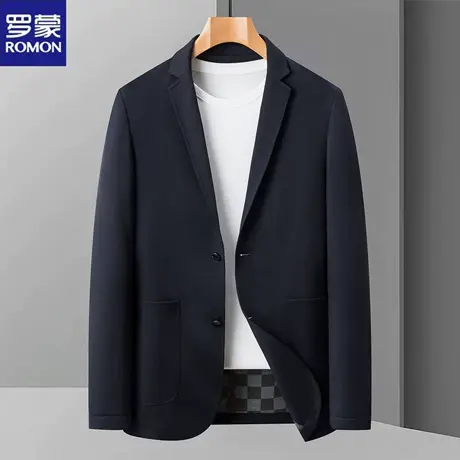 罗蒙男士春秋新款华夫格抗皱微弹无痕压胶单简约大气商务休闲西装图片