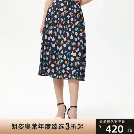 朗姿 夏季印花图案半身裙休闲逛街通勤百搭商场同款图片